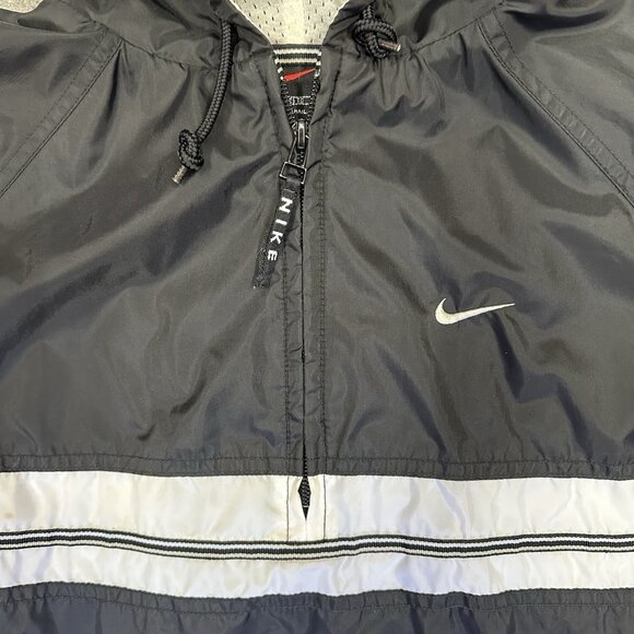 Vintage Nike Jacket Anoark Windbreaker Mens XL Black Swoosh Logo Striped READ - Picture 5 of 8